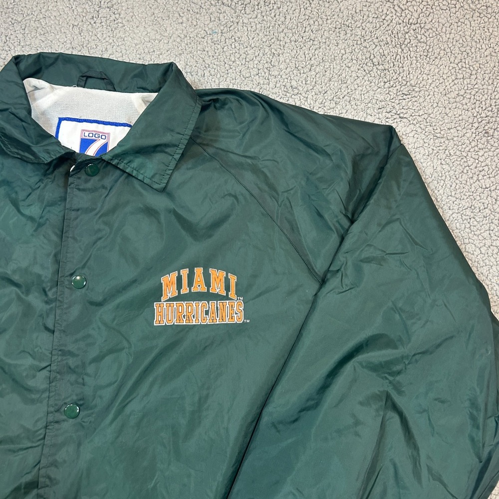 Vtg Miami‎ Hurricanes Green Jacket Logo7 Green Mens Size Large - Picture 2 of 10